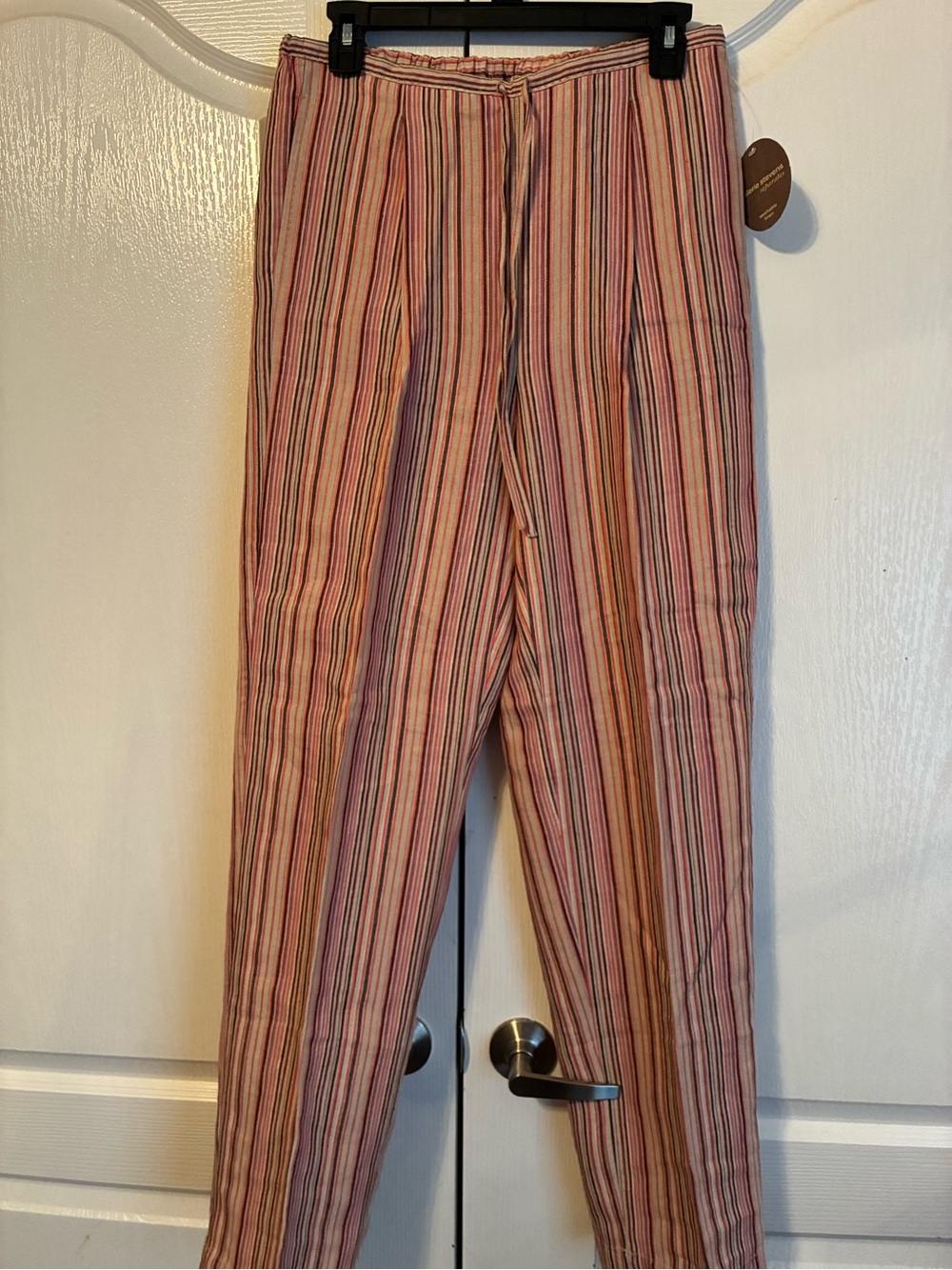 Valerie Stevens Pink Multi-Stripe Linen Pants
